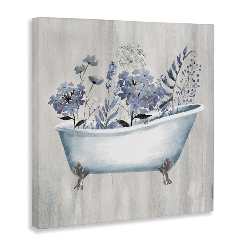 Art mural rétro sur toile de fleurs bleues rétro par Conrad Knutsen, H 30 po x l 30 po