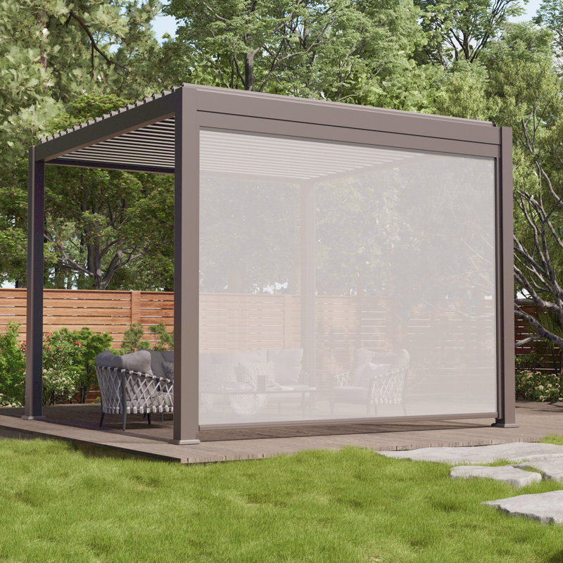 Store à enroulement réglable Pergola Accessoires compatible avec la marque Bonosuki, Bordure de jardin, Brun