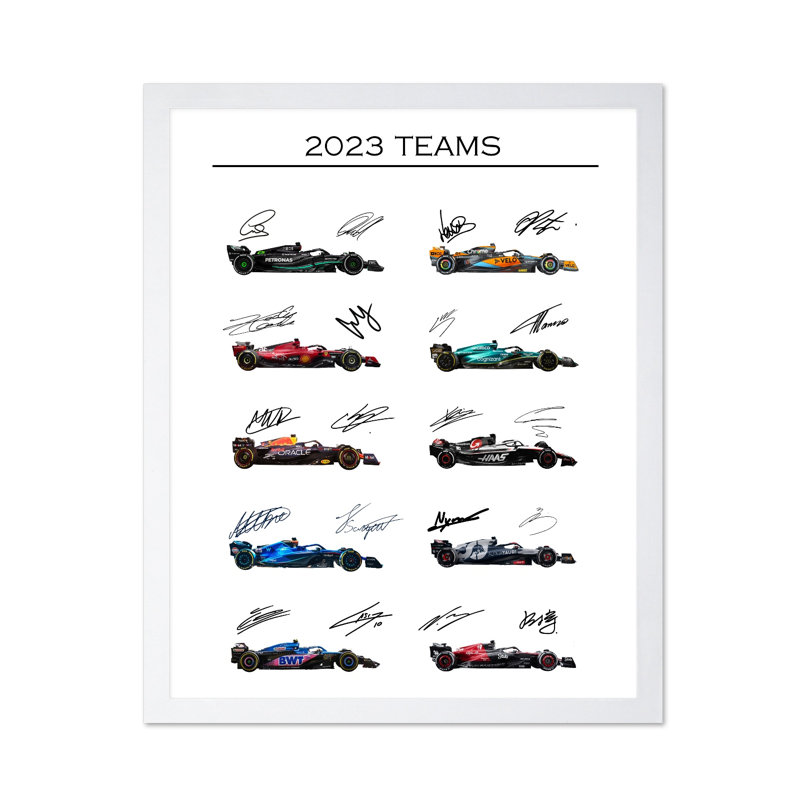 2023 équipes de course automobile, Cadre noir, Poster, 08"H x 10"W