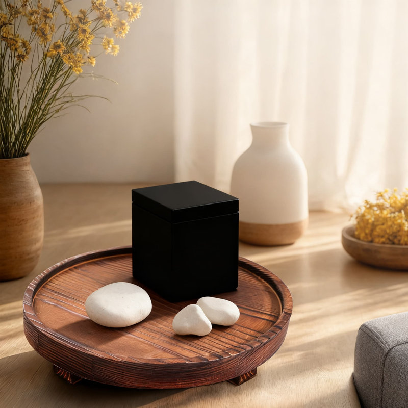 Plateau rond rond en bois, porte-bougie et porte-bougie rustique pour cuisine et salle de bain, Brun