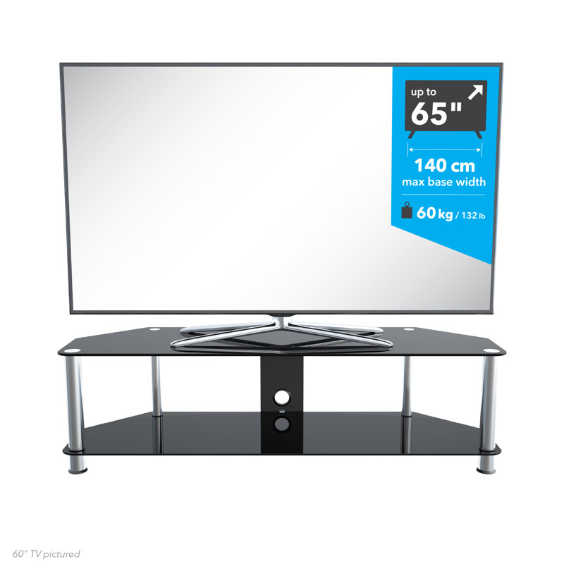 Episkopi Unfinished TV Stand for TVs up to 65", Black/Silver/Chrome