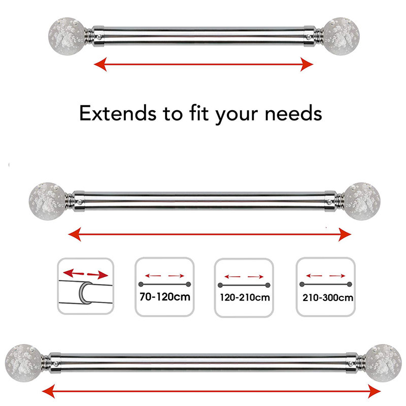 Adjustable Single Pole, 6cm H x 120cm W x 6cm D