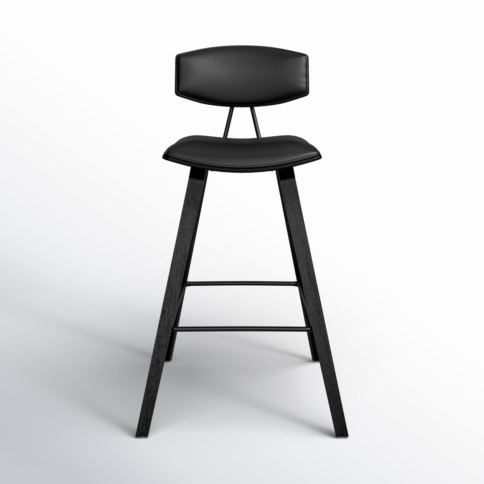 Bilgin 29" Bar Stool, Counter Stool (26" Seat Height), Black Faux Leather, Black