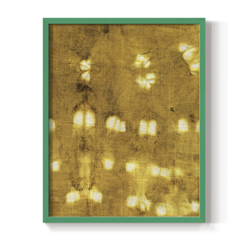 «Turmeric Sunrise I», reproduction encadrée - bois massif, Cadre simple vert, H 10 po x l 8 po
