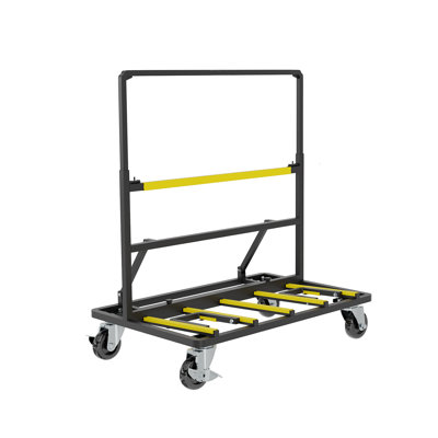 1800 lbs Panel Dolly Cart, Foldable Drywall & Plywood Mover with Swivel Casters, Expandable Deck, and Tie-Down Strap for Glass, Plasterboard, or Large Panels