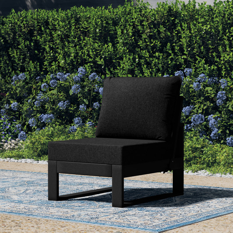 Patio Deep Seating Armless Chair With Frame, Black, Black