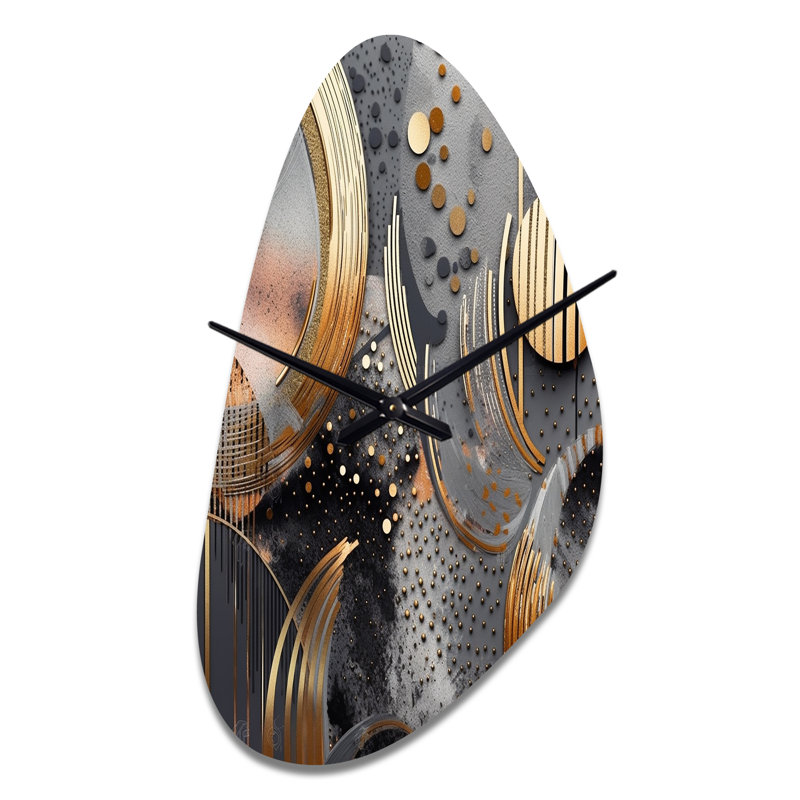 Soft Colours Marble Abstract III - Fall Shape Gold Wall Clock Sculpture, Moyenne