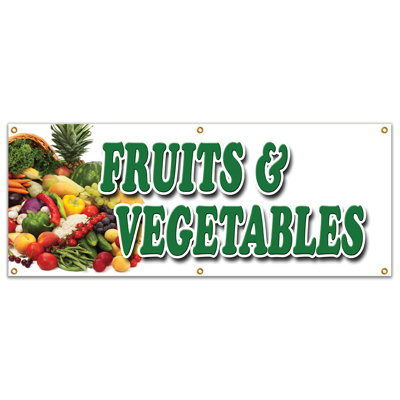 FRUITS & VEGETABLES BANNER SIGN Local Locally Grown Organic Just Picked