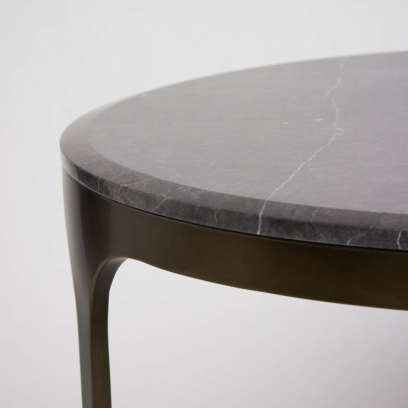 Camilla Marble End Table, Matte Black, Terra Brown, 22" H x 20" W x 20" D