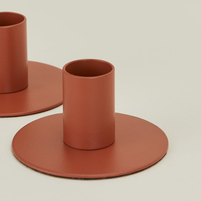 Essential 1.5'' H Stainless Steel Tabletop Candlestick, Terracotta