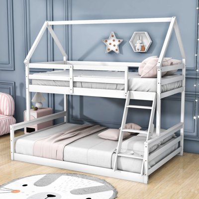 Godana Twin over Full House Bunk Bed with Built-in Ladder
