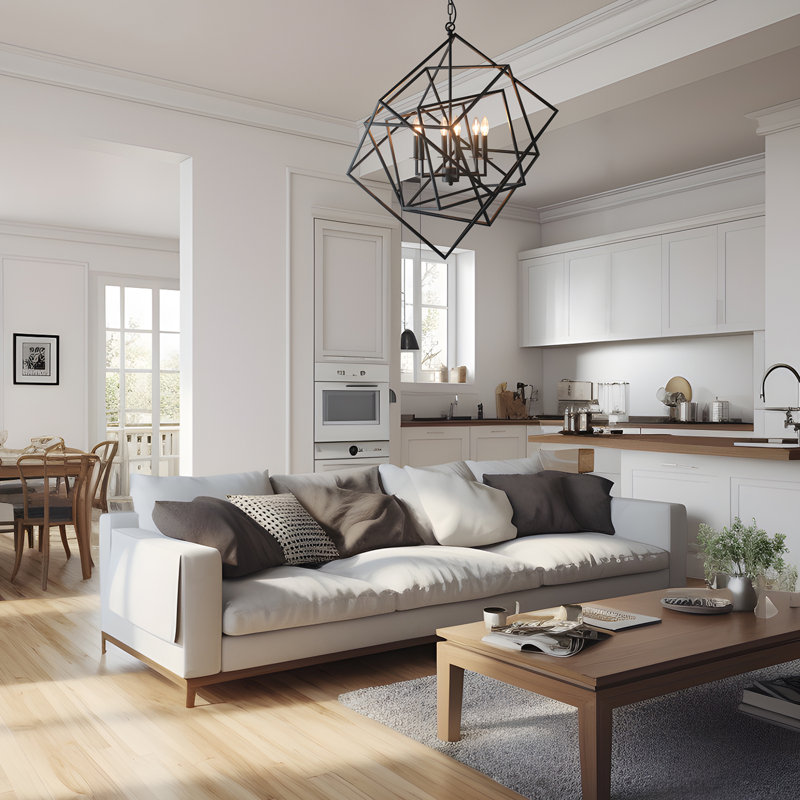 Lustre géométrique à 6 lumières de style bougie Fredrico