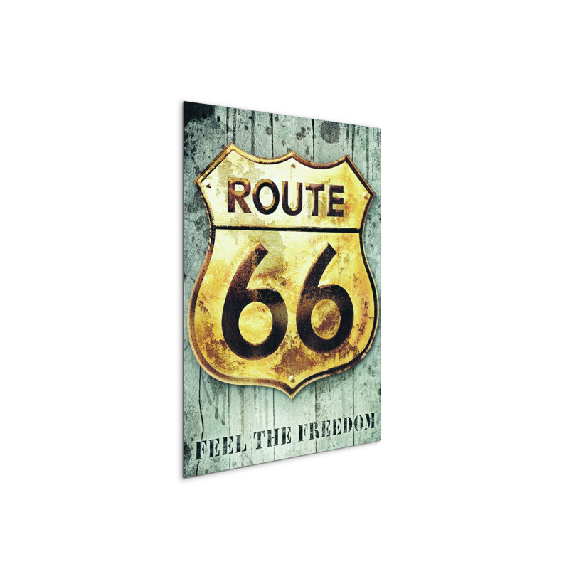Route 66 Sign by Art Studio 77.5cm H x 58cm W MetalArt Materic Aluminum Satin Effect, Frameless Panel, Lightweight Ready to Hang