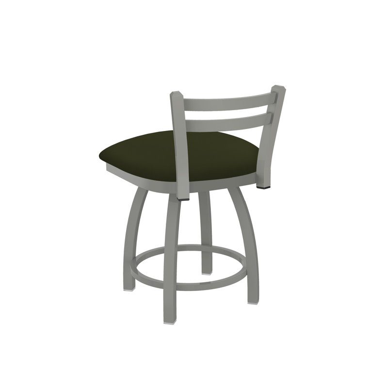 Tabouret de coiffeuse en métal Jackie, Nickel anodisé, Vinyle - Pin Canter