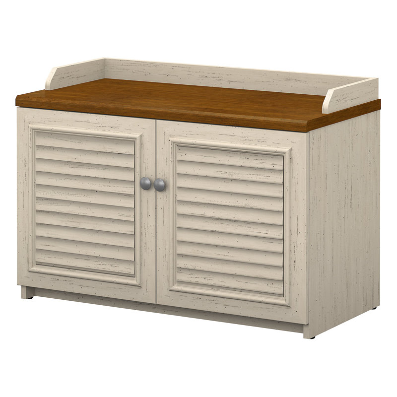 Banc de rangement pour chaussures 8 paires Waelder, Blanc antique