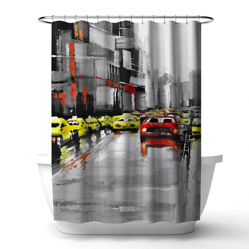 Shower Curtain CI65 – Polyester Shower Curtain, Dye Sublimation Print, 71" W × 74" L