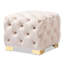 Velvet Tufted Square Solid Colour Cube Ottoman-1018714357