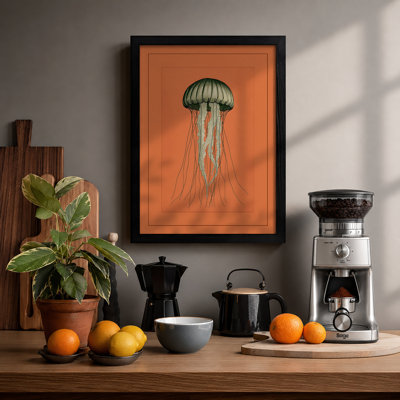 Jellyfish in Motion Coastal - Framed Print