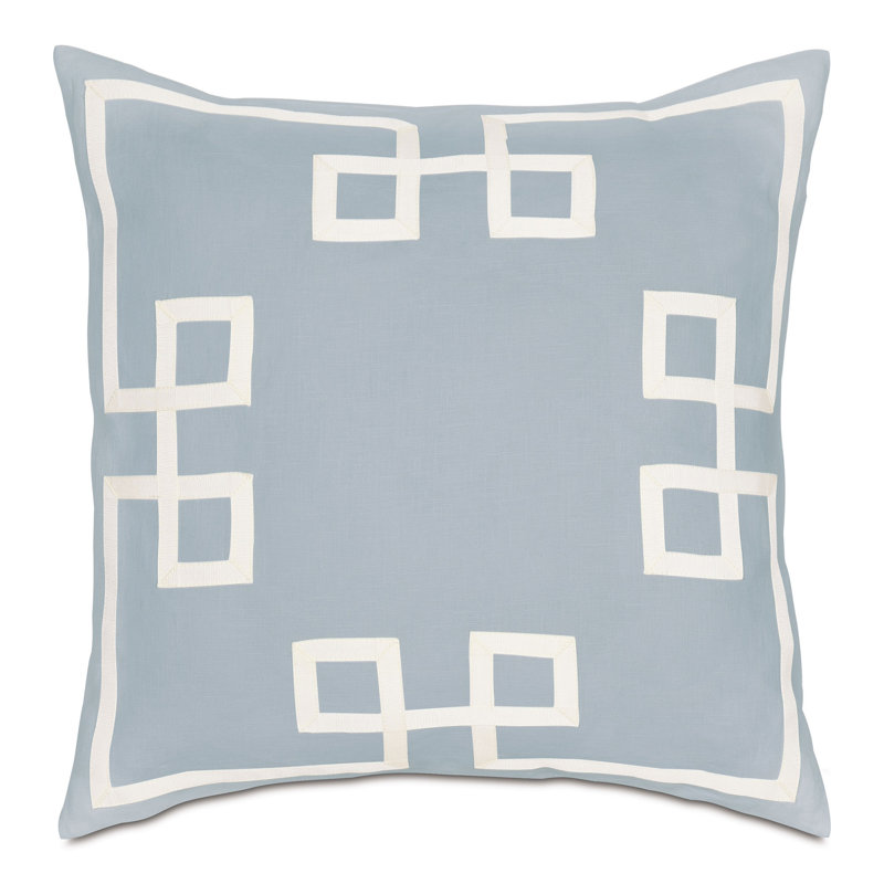 Resort Linen Program Appliqued Linen Reversible Throw Pillow, Sky