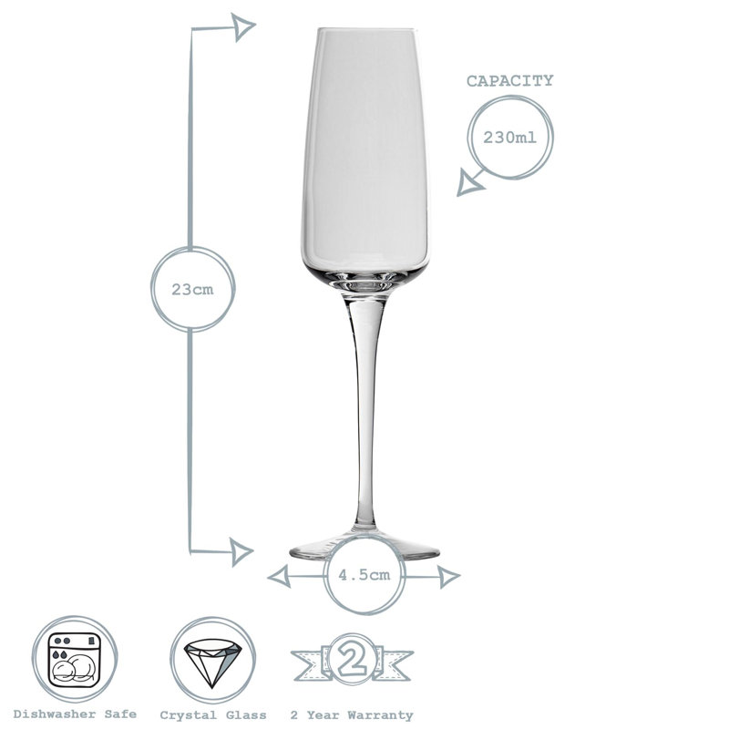 Aurum Champagne Flutes - 230ml, 6