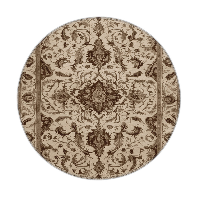 Tapis d'intérieur et d'extérieur brun français, Rond 5 pi