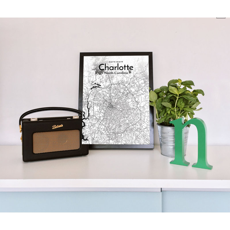 Charlotte City Map - No Frame Print, 60.2 cm H x 27.9 cm W