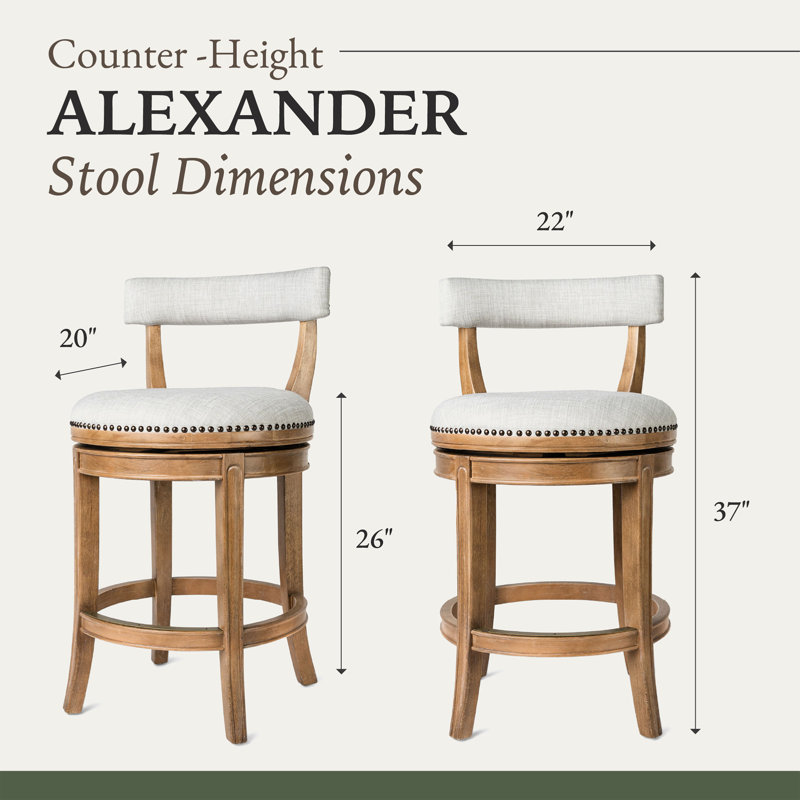 Weathered Oak Swivel Counter Stool with Sand Upholstery