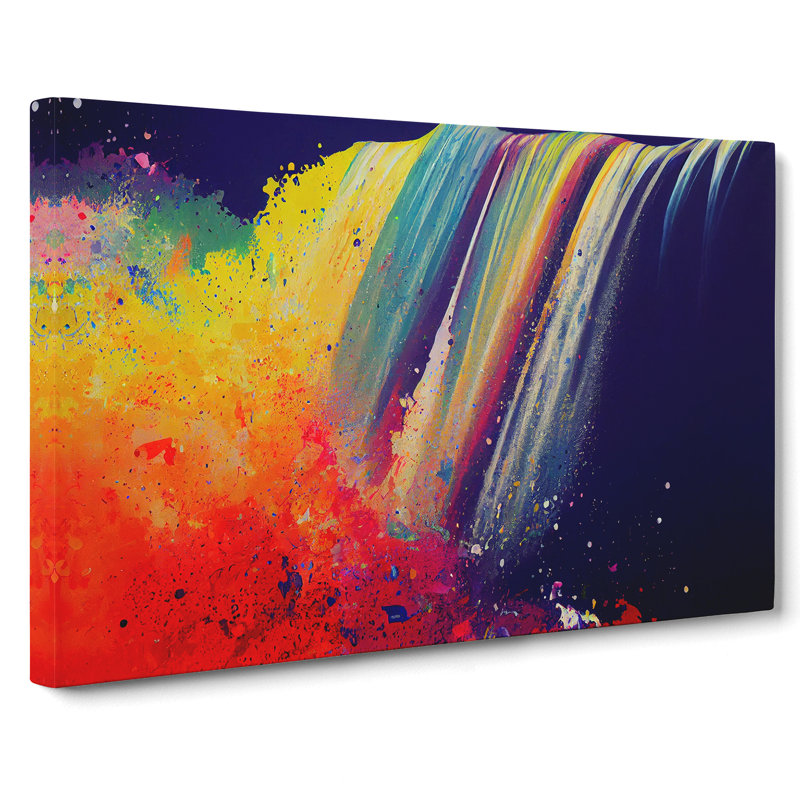 Waterfall Paint Splatter Vol.1 Abstract - Wrapped Canvas, 35cm H x 50cm W x 3cm D