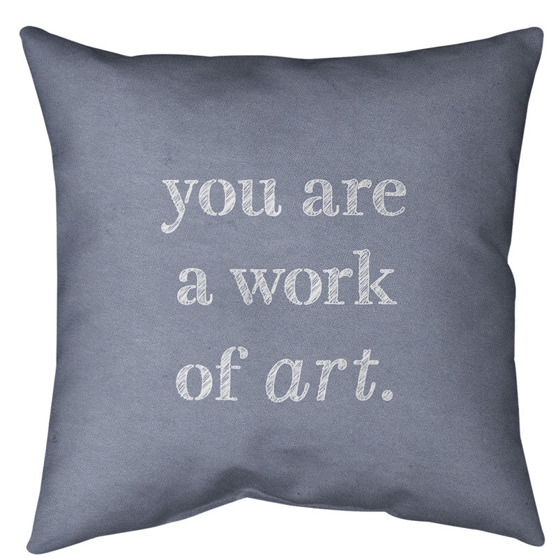 Oreiller de plancher Work of Art, 28 po x 28 po, Bleu / blanc