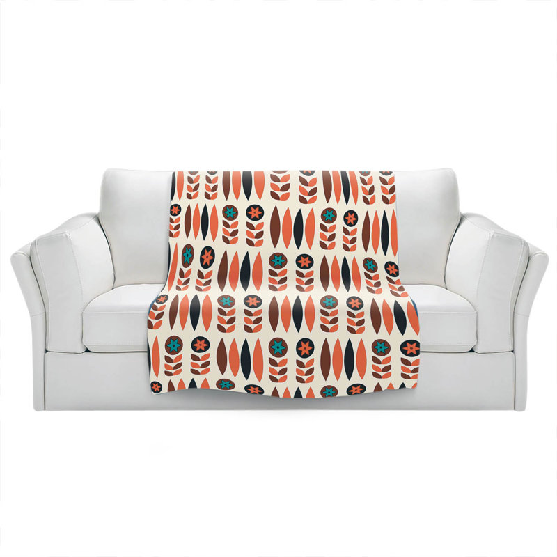  Couverture Mid-Century, 51 po x 60 po, Orange