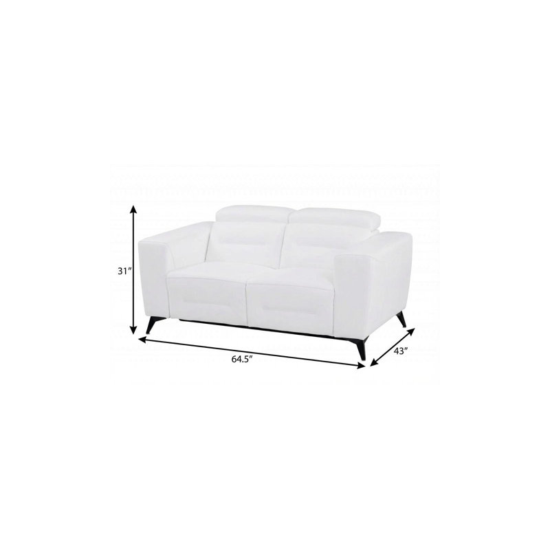 Causeuse inclinable électrique en cuir Wilkish, Cuir véritable blanc