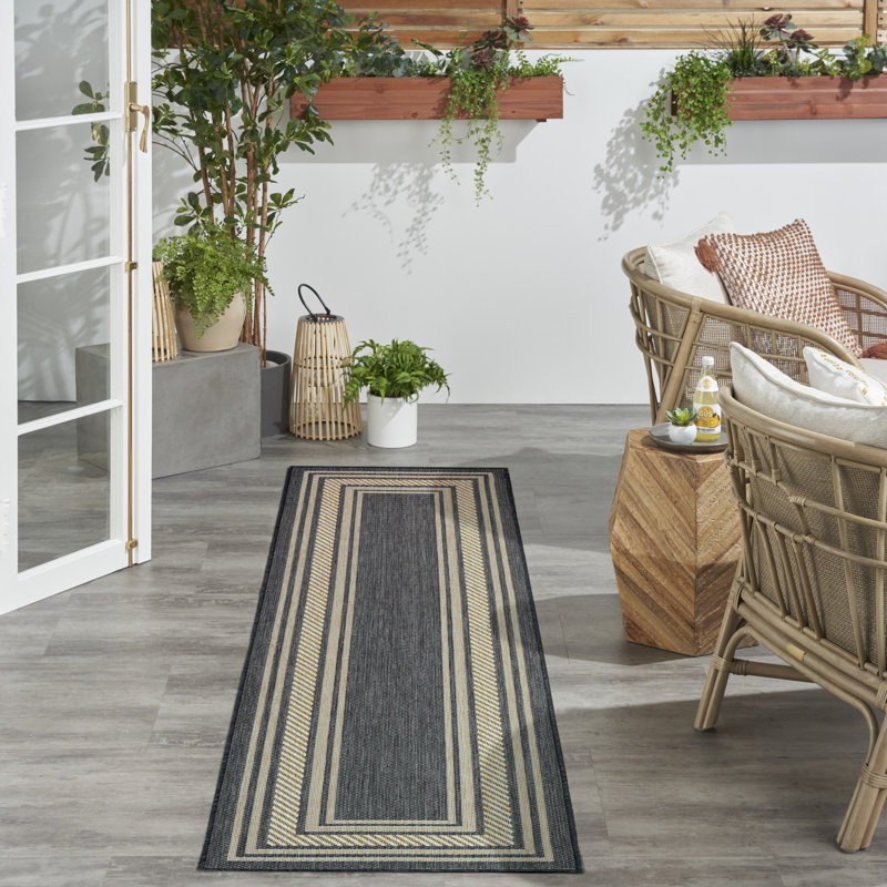 Horizon Indoor/Outdoor Modern Rug, Runner 2'2" x 8', Charcoal