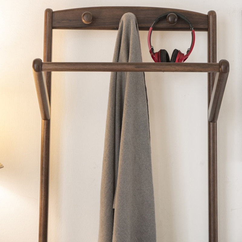 Multifunctional Solid Wood Coat Rack as Nightstand