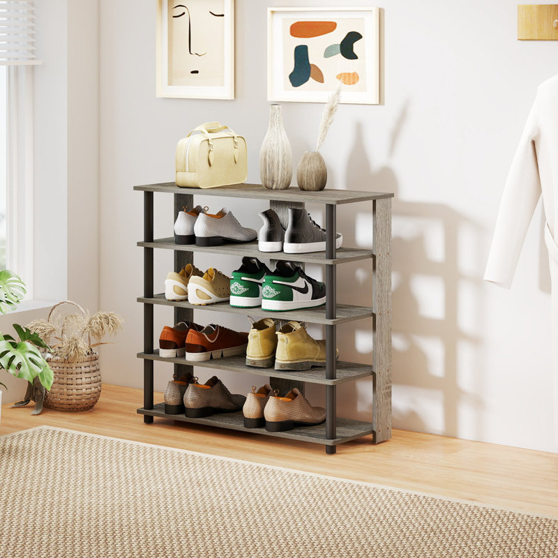 5-Tier Storage 12 Pair Shoe Rack, Gray