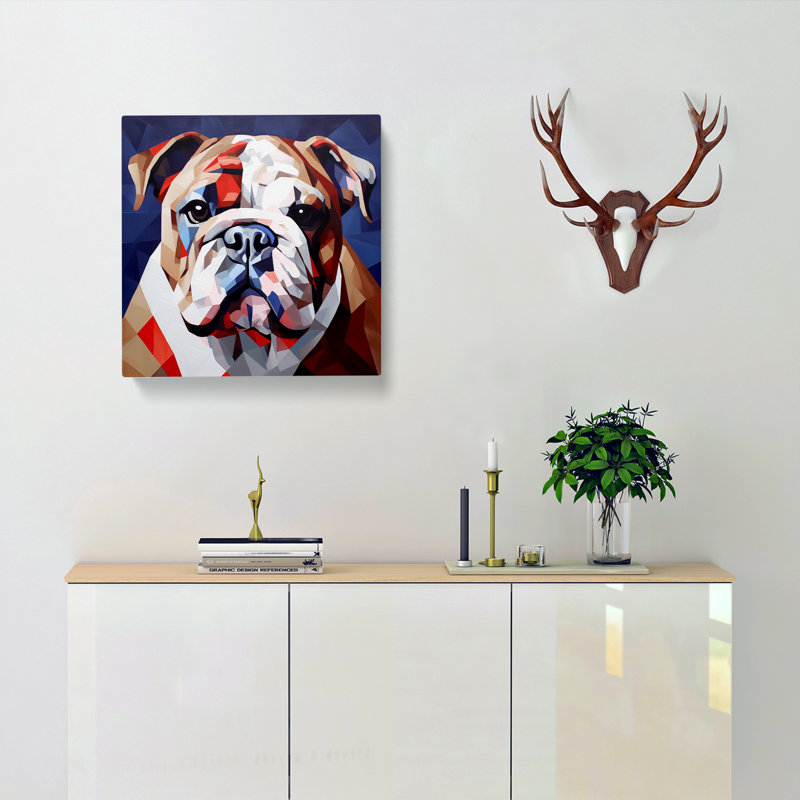 British Bulldog Cubism No.1 - No Frame Print, 50cm H x 50cm W x 3cm D