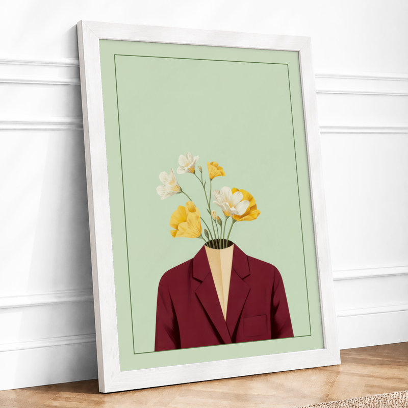 Blossom in Burgundy Eclectic - Framed Print, A4 - 29.7 x 21.0 cm, White