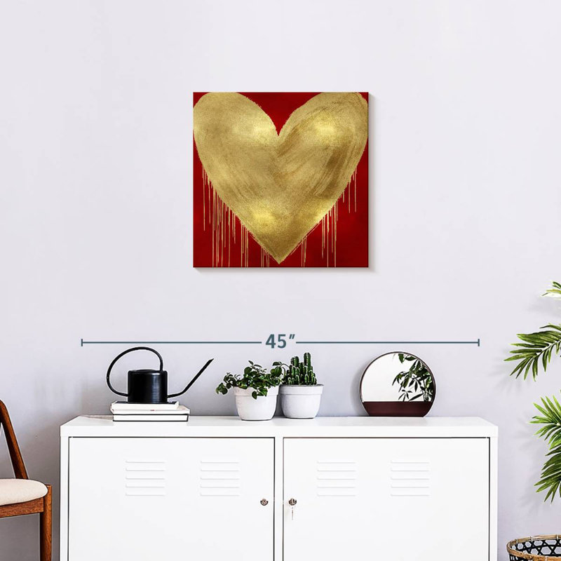 Hardie Big Hearted Gold sur fond rouge, H 20 po x l 20 po