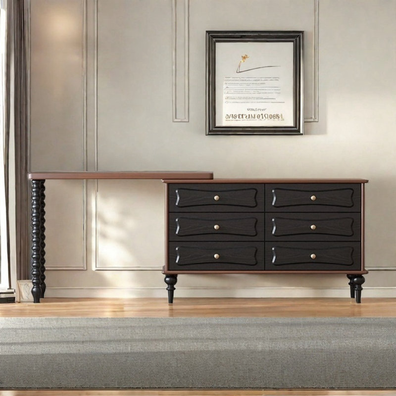 Commode de luxe rétro française, Noir / brun