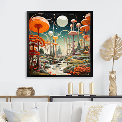 " Colorful Mid Century Midcentury Mushroom Dreams I "