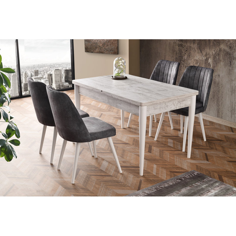 Table de salle à manger extensible, Blanc