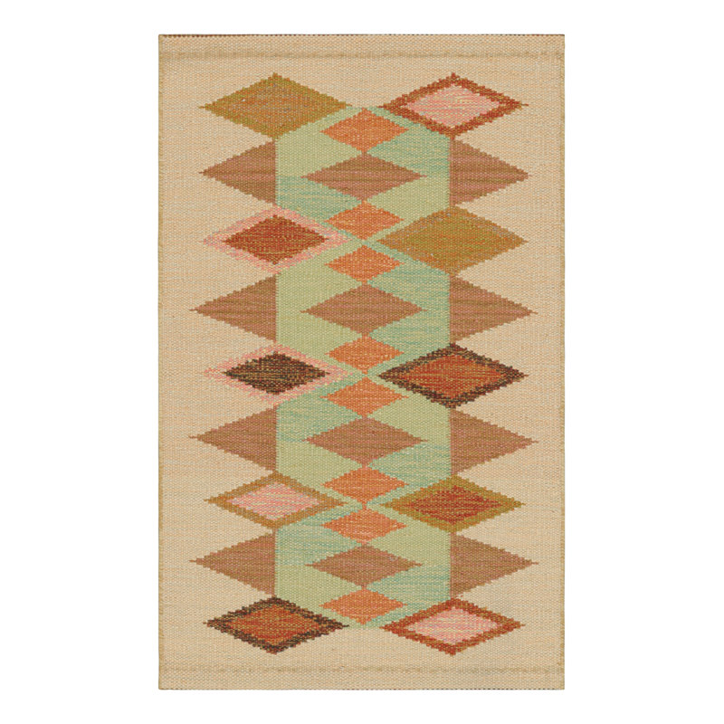 Scandinavian Hand Knotted Wool Geometric Area Rug, Rectangle 12' x 16'