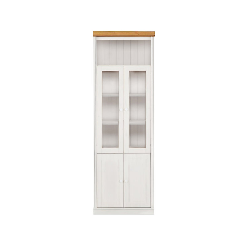 Demetricia 223cm H x 74cm W Library Bookcase, Brown/White