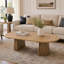 Table basse en bois ronde en bois, flexible et extensible, multifonctionnelle et peu encombrante, conception ovale à la mode et pieds de table à lattes, table à thé ou bureau, table de salon moderne