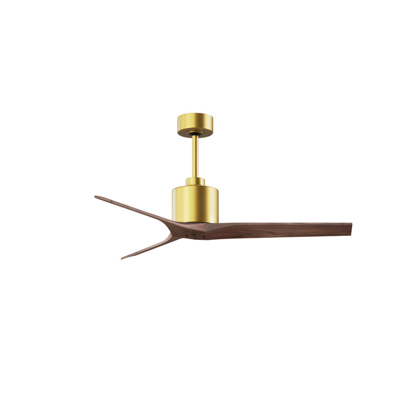 Ertugrul 3 - Blade Standard Ceiling Fan, Walnut, Brushed Brass, 52"