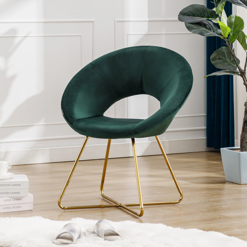 Fauteuil d'appoint contemporain en velours avec dossier ouvert Crivello, Vert foncé