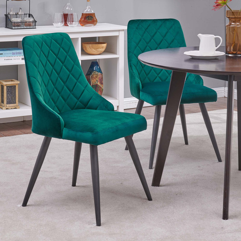 Clocher 47 cm H Tufted Velvet Side Chair, Petrol
