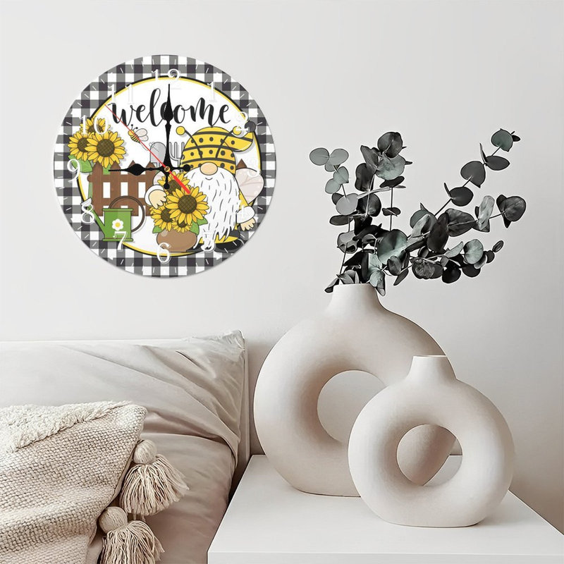 Horloge murale en bois 10 po, mouvement silencieux, à piles (piles AA non incluses), décor artistique, parfait pour les décorations