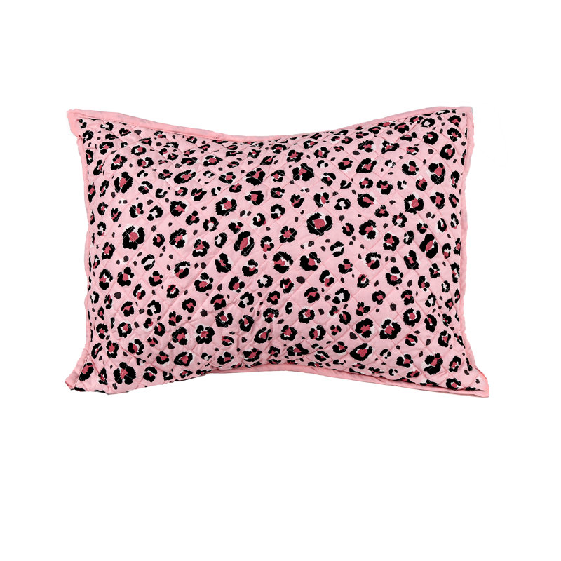 Pink Microfiber Twin Quilt Set with Animal Print