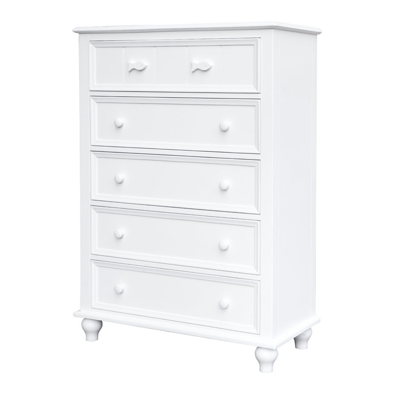Fishtails Remer Five Drawer Chest, White