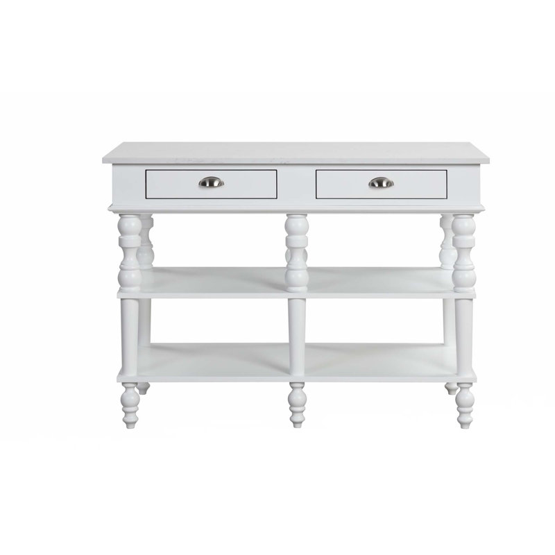 Wallaceton 47.6'' L Kitchen Island with Marble Top, White